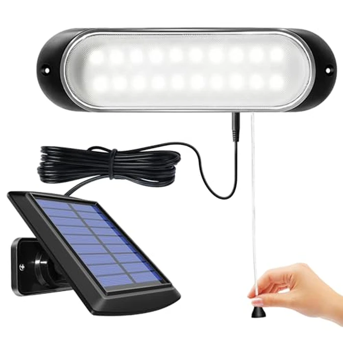 ChunHee Solar Powered Pendant Lights IP65 Waterproof 20LED Solar Shed Light with String Control Indoor Outdoor Hanging Lamp for Garden, Garage, Pathway, Yard, Patio, Lawn,Chicken Coops by ChunHee - Image 1