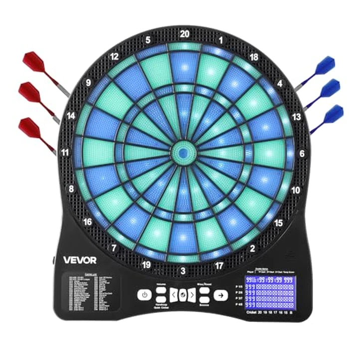 VEVOR Electronic Dart Board, LED-Illuminated Target Dartboard with 48 Games & 500+ Variations, Includes 6 Dart Shafts with Flights & 50 Soft Tips, Cricket Scoring LCD Screen - Supports Up to 8 Players by VEVOR - Used - Like New condition - US$56.99