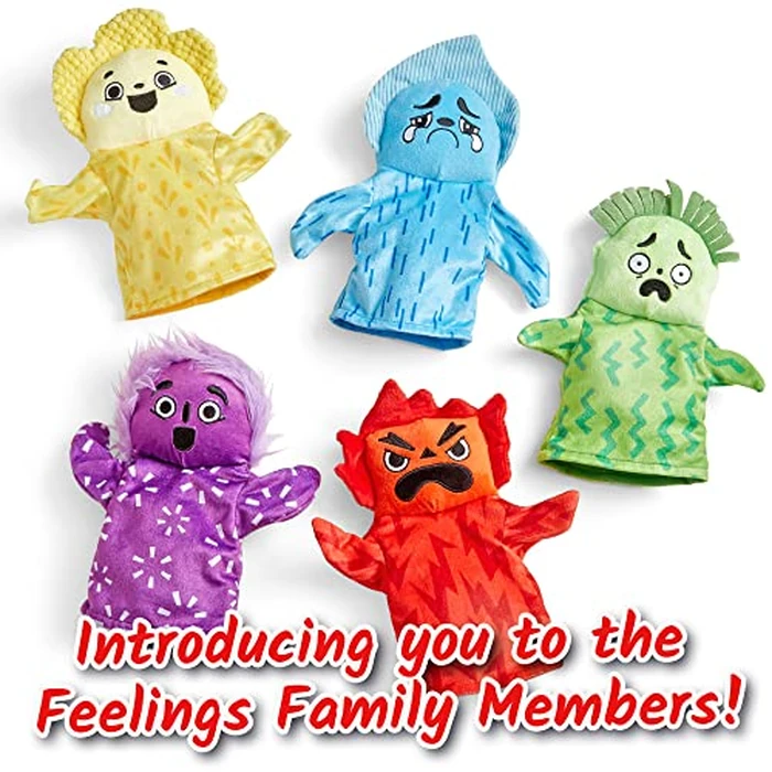 hand2mind Feelings Family Hand Puppets, Emotions Toys, Dramatic Play Therapy Toys for Counselors, Social Emotional Learning Activities, Calm Down Corner Supplies, Social Skills Activities for Kids by hand2mind - Image 2