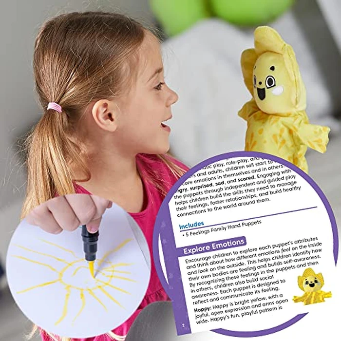 hand2mind Feelings Family Hand Puppets, Emotions Toys, Dramatic Play Therapy Toys for Counselors, Social Emotional Learning Activities, Calm Down Corner Supplies, Social Skills Activities for Kids by hand2mind - Image 8