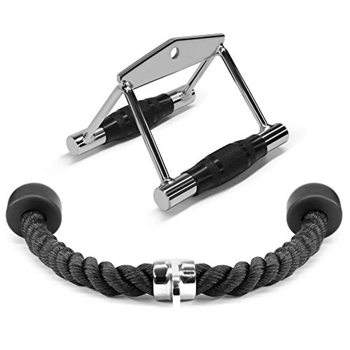 Yes4All Combo Double D Handle & Tricep Rope, Multi Cable Machine Accessories, Tricep Press Down Cable Machine Attachment, LAT Pulldown Attachments for Home Gym Set by Yes4All - Used - Acceptable condition - CA$19.06