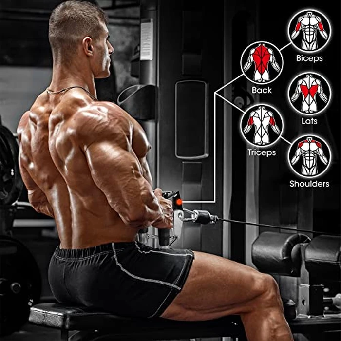 Yes4All Combo Double D Handle & Tricep Rope, Multi Cable Machine Accessories, Tricep Press Down Cable Machine Attachment, LAT Pulldown Attachments for Home Gym Set by Yes4All - Image 4