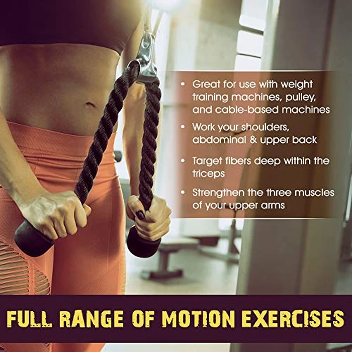 Yes4All Combo Double D Handle & Tricep Rope, Multi Cable Machine Accessories, Tricep Press Down Cable Machine Attachment, LAT Pulldown Attachments for Home Gym Set by Yes4All - Image 7