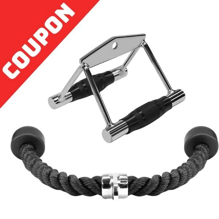 Yes4All Combo Double D Handle & Tricep Rope, Multi Cable Machine Accessories, Tricep Press Down Cable Machine Attachment, LAT Pulldown Attachments for Home Gym Set by Yes4All - Image 8