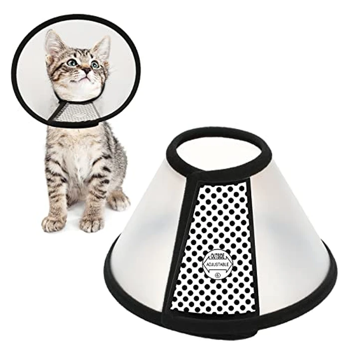 Depets Adjustable Recovery Pet Cone E-Collar for Cats Kittens Rabbits, Plastic Elizabeth Protective Collar Wound Healing Practical Neck Cover, Neck Girth 6.1 in by Depets - Image 1