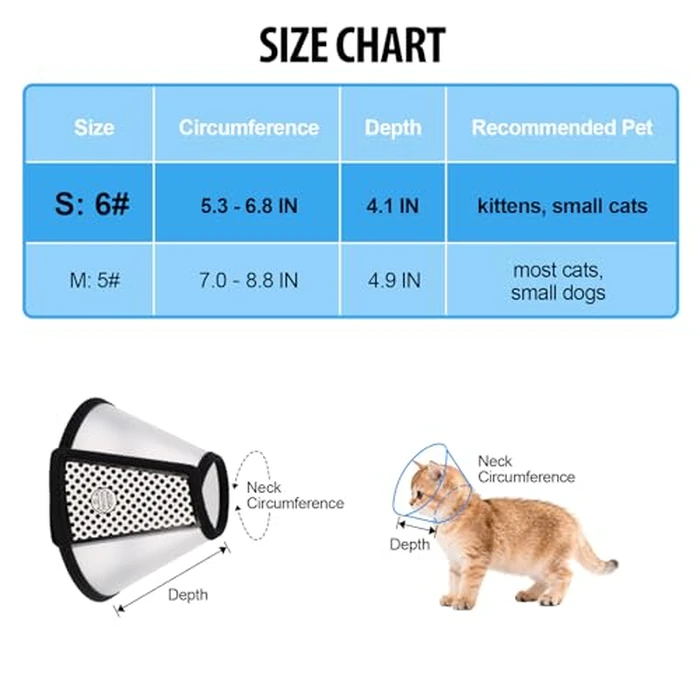 Depets Adjustable Recovery Pet Cone E-Collar for Cats Kittens Rabbits, Plastic Elizabeth Protective Collar Wound Healing Practical Neck Cover, Neck Girth 6.1 in by Depets - Image 3