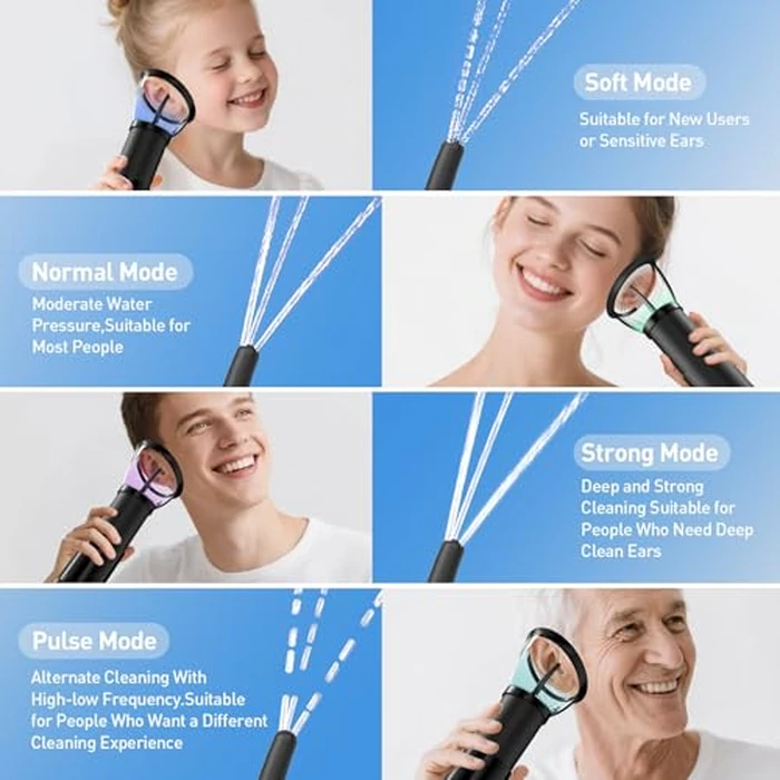 Ear Wax Removal-Electric Ear Cleaner, Retractable Ear Cleaning Kit, Safe Ear Wax Removal Tool, Effective Ear Irrigation Flushing System, Waterproof Ear Washer for Humans with 4 Pressure Modes by yakbio - Image 3