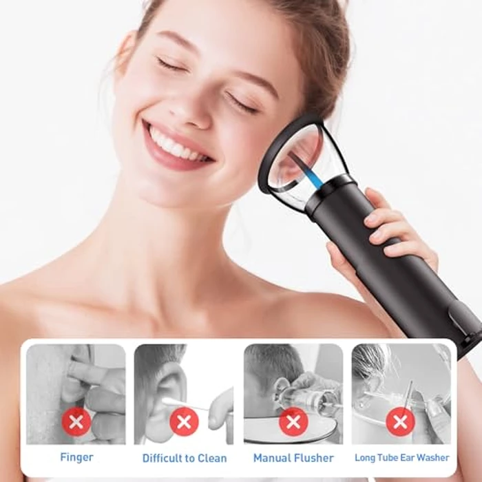 Ear Wax Removal-Electric Ear Cleaner, Retractable Ear Cleaning Kit, Safe Ear Wax Removal Tool, Effective Ear Irrigation Flushing System, Waterproof Ear Washer for Humans with 4 Pressure Modes by yakbio - Image 4