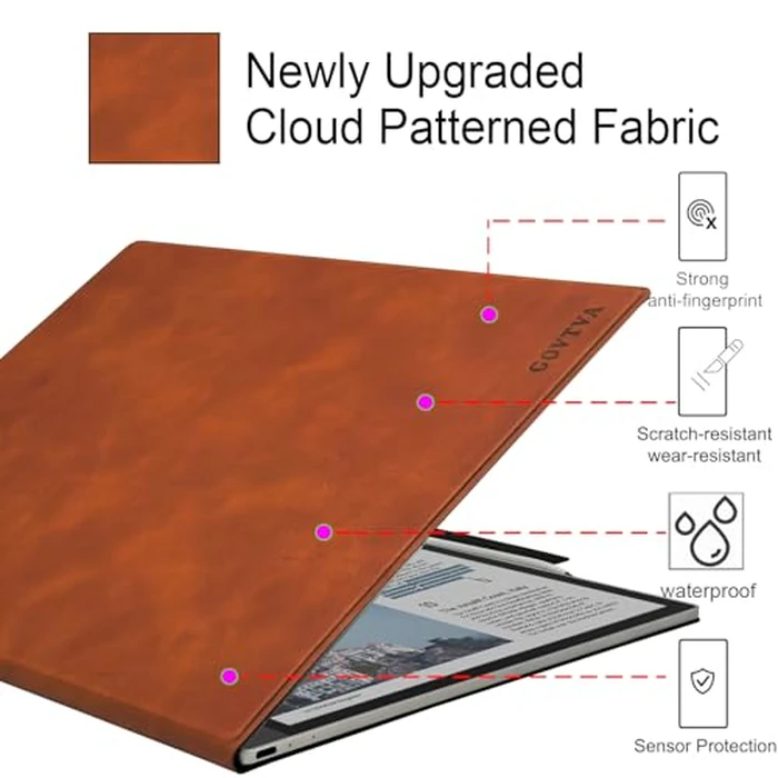 GOVTVA Magnetic Stand Case for Onyx Boox Tab X C 13.3 Color/Boox Note Max 13.3 (2025/2024 Released) Ultra-Thin Lightweight Leather Cover with Magnetic Pen Buckle, Auto Sleep/Wake (Vintage Brown) by GOVTVA - Image 3