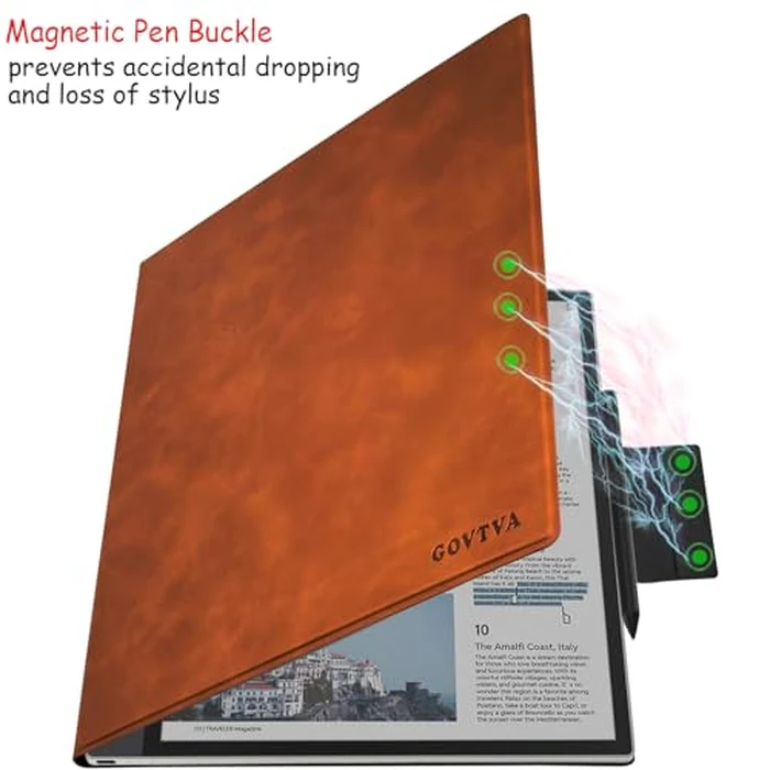 GOVTVA Magnetic Stand Case for Onyx Boox Tab X C 13.3 Color/Boox Note Max 13.3 (2025/2024 Released) Ultra-Thin Lightweight Leather Cover with Magnetic Pen Buckle, Auto Sleep/Wake (Vintage Brown) by GOVTVA - Image 7