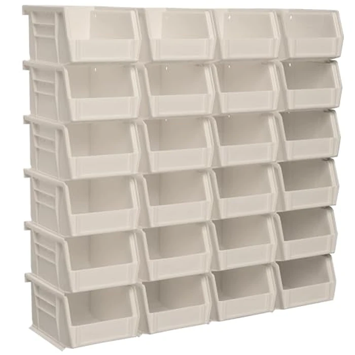 Akro-Mils 30210 AkroBins Plastic Storage Bins, Space-Saving Stackable Bins for Garage, Pantry, Craft Organization, 5" x 4" x 3", Stone, 24-Pack by Akro-Mils - Used - Very Good condition - US$38.45