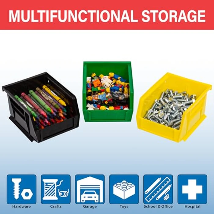 Akro-Mils 30210 AkroBins Plastic Storage Bins, Space-Saving Stackable Bins for Garage, Pantry, Craft Organization, 5" x 4" x 3", Stone, 24-Pack by Akro-Mils - Image 3