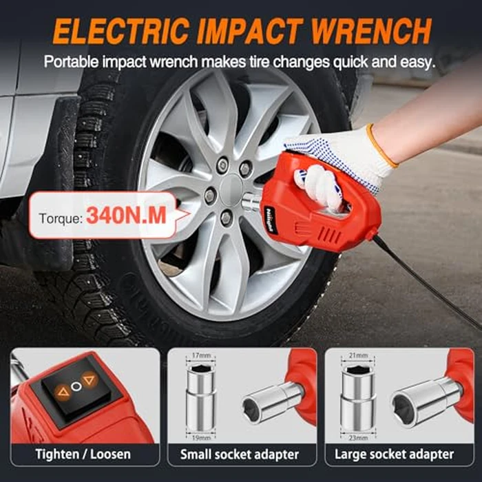 Nilight Electric Car Jack Kit 5 Ton 12V Hydraulic Car Jack with Impact Wrench, 3 in 1 Portable Electric Floor Jack with Tire Inflator Pump LED Light for Sedan SUV Truck Change Tire Garage Repair by Nilight - Image 5