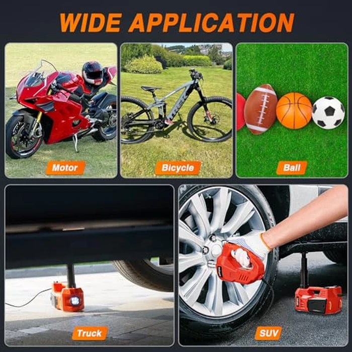 Nilight Electric Car Jack Kit 5 Ton 12V Hydraulic Car Jack with Impact Wrench, 3 in 1 Portable Electric Floor Jack with Tire Inflator Pump LED Light for Sedan SUV Truck Change Tire Garage Repair by Nilight - Image 8