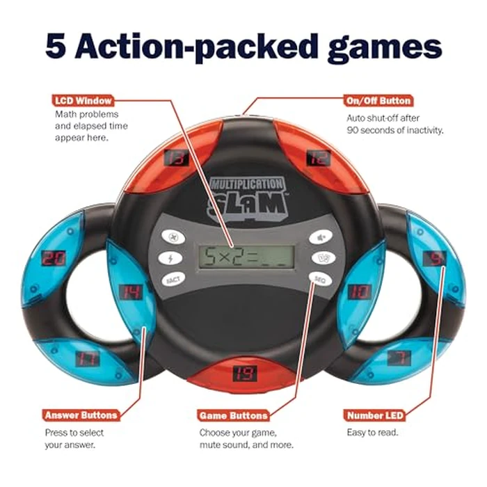 Educational Insights Multiplication Slam - 3rd Grade Math Games for Kids 8-12, Multiplication Learning Games for Kids, Handheld Electronic Math Game, Self-Teaching Elementary STEM Tools by Educational Insights - Image 6