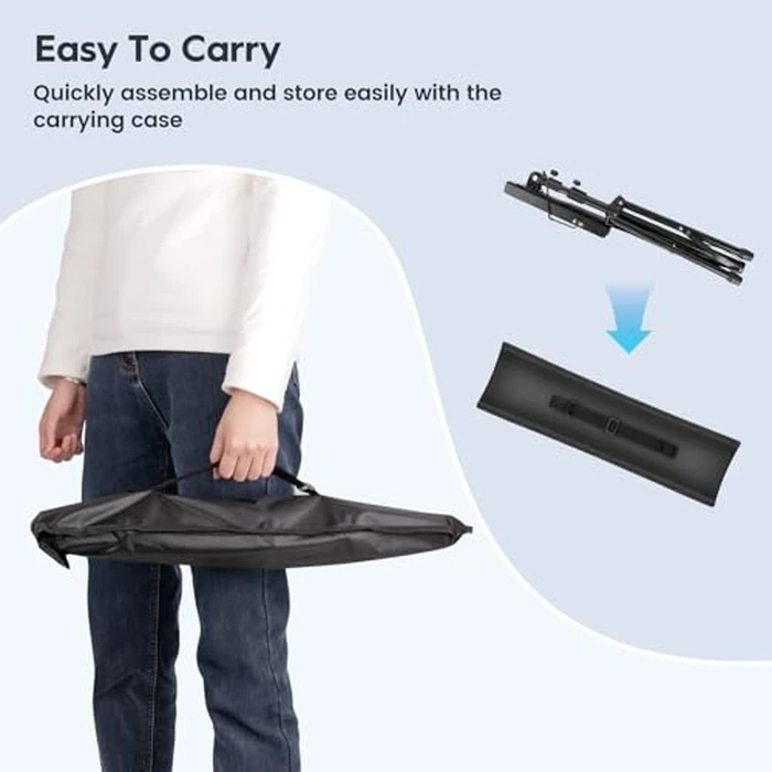 Music Stand New bee Foldable & Portable Metal Sheet Music Stand with Carrying Bag, Adjustable Podium Stand with Tripod Base and Sheet Music Folder - Black by New Bee - Image 7