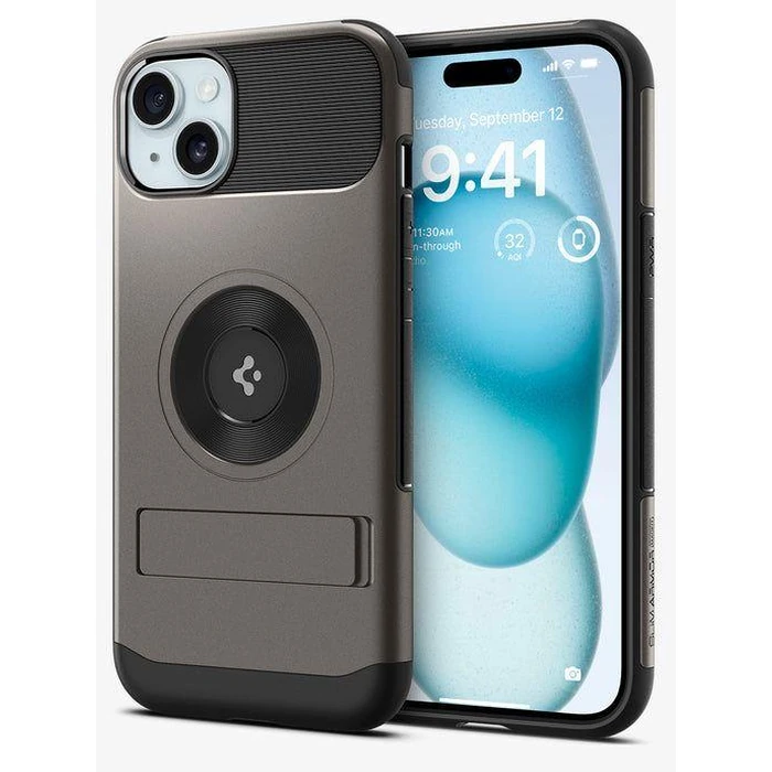 Spigen Slim Armor PhoneCase with MagSafe for iPhone 15 - Gunmetal by Spigen - Image 1