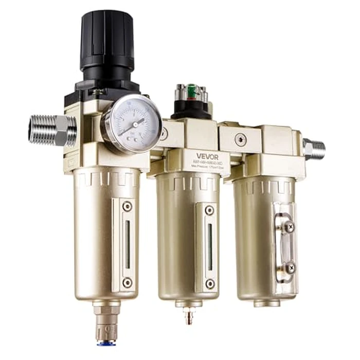 VEVOR Air Compressor Filter Regulator, 3/4" NPT 3-Stage 5μm & 0.3μm & 0.1μm Air Drying System with Micron Filters and Desiccant Dryer, Auto Drain Air Compressor Water Separator 175PSI Max Pressure by VEVOR - Used - Acceptable condition - US$67.38