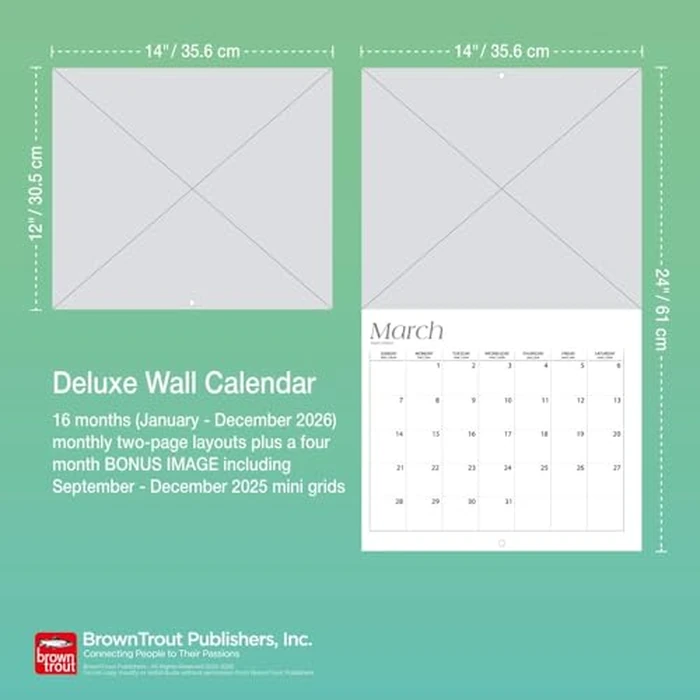 American Muscle Cars OFFICIAL | 2026 14 x 24 Inch (Hanging) Monthly Deluxe Wall Calendar | Foil Stamped Cover | Plastic-Free | BrownTrout | Racing Ford Chevrolet Chrysler Oldsmobile Pontiac by BrownTrout - Image 7