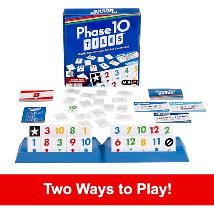 Mattel Games Phase 10 Tiles Game, Quick Family Rummy-Type Play with 32 Cards Featuring Unique Phases and Two Ways to Play, for 2-4 Players by Mattel Games - Image 3