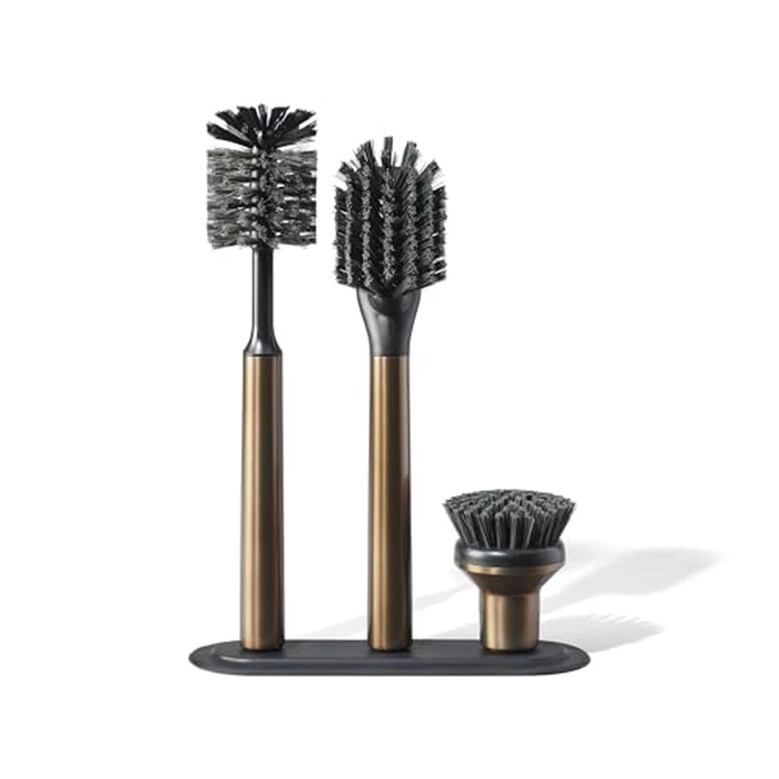 Curio Home Goods Ionic Brush Set, Magnetized to Stand Upright, Stainless Steel with Replaceable Heads, Bronze by Curio Home Goods - Used - Like New condition - US$46.52