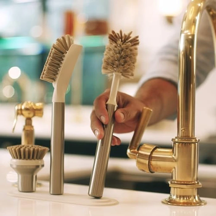 Curio Home Goods Ionic Brush Set, Magnetized to Stand Upright, Stainless Steel with Replaceable Heads, Bronze by Curio Home Goods - Image 3