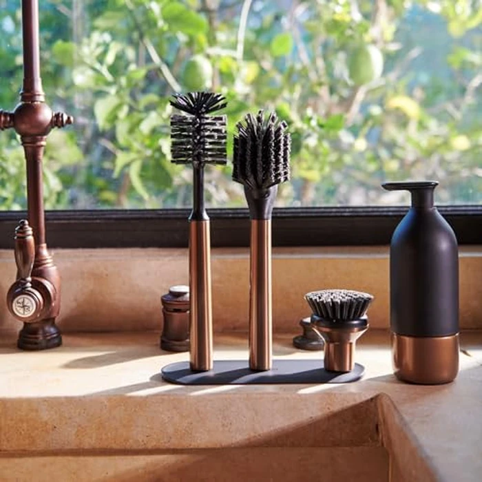 Curio Home Goods Ionic Brush Set, Magnetized to Stand Upright, Stainless Steel with Replaceable Heads, Bronze by Curio Home Goods - Image 4