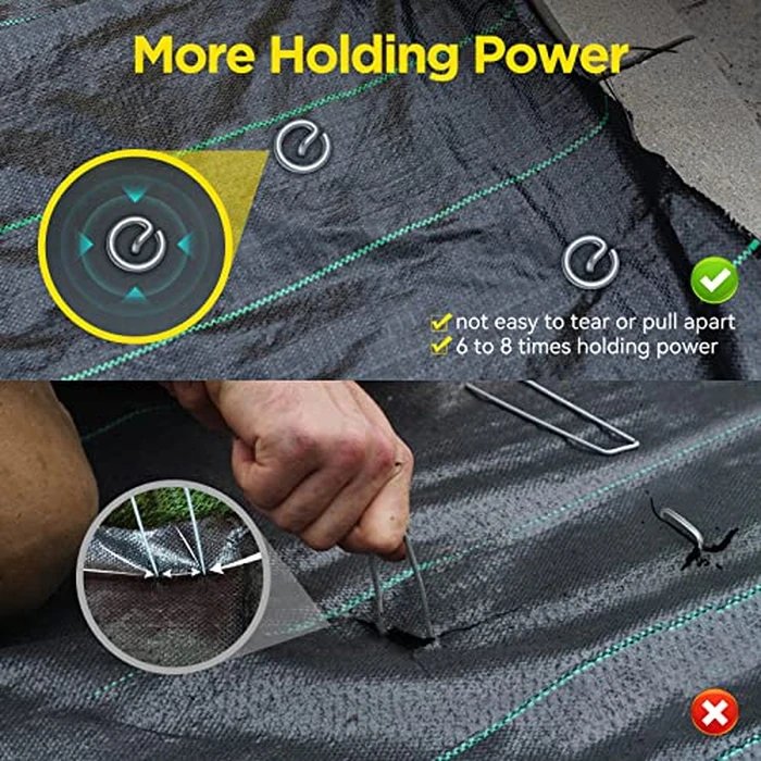 GZBEVITAR Landscape Fabric Pins, Thickened 8 Gauge Circle Top Landscape Pins, Not Easy to Bend 6 inch Galvanized Landscape Fabric Stakes, More Holding Power Than U-Shape Garden Staples (240) by GZBEVITAR - Image 5