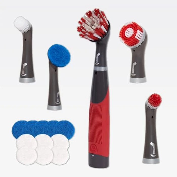 Rubbermaid Reveal Power Scrubber 18-Piece Kit, Cordless Electric Battery Powered Scrub Brush, Water Resistant, for Home/Kitchen/Bathroom/Grout/Tile/Shower/Tub by Rubbermaid - Used - Acceptable condition - US$21.78