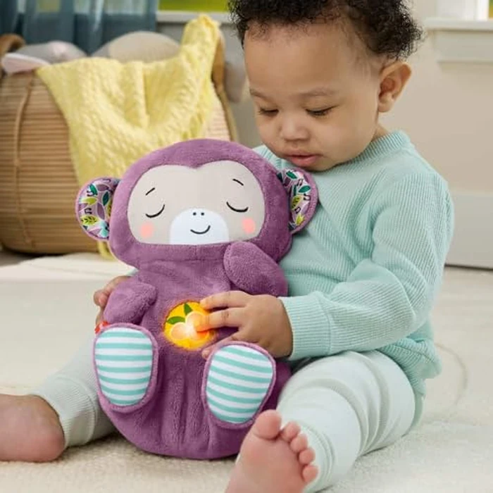 Fisher-Price Baby Toy Soothe ‘n Snuggle Purple Monkey Plush Portable Sound Machine with Breathing Motion & Lights for Newborns Ages 0+ Months by Fisher-Price - Image 2