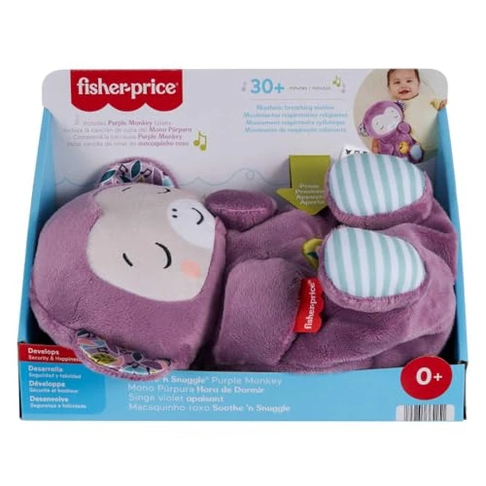 Fisher-Price Baby Toy Soothe ‘n Snuggle Purple Monkey Plush Portable Sound Machine with Breathing Motion & Lights for Newborns Ages 0+ Months by Fisher-Price - Image 6