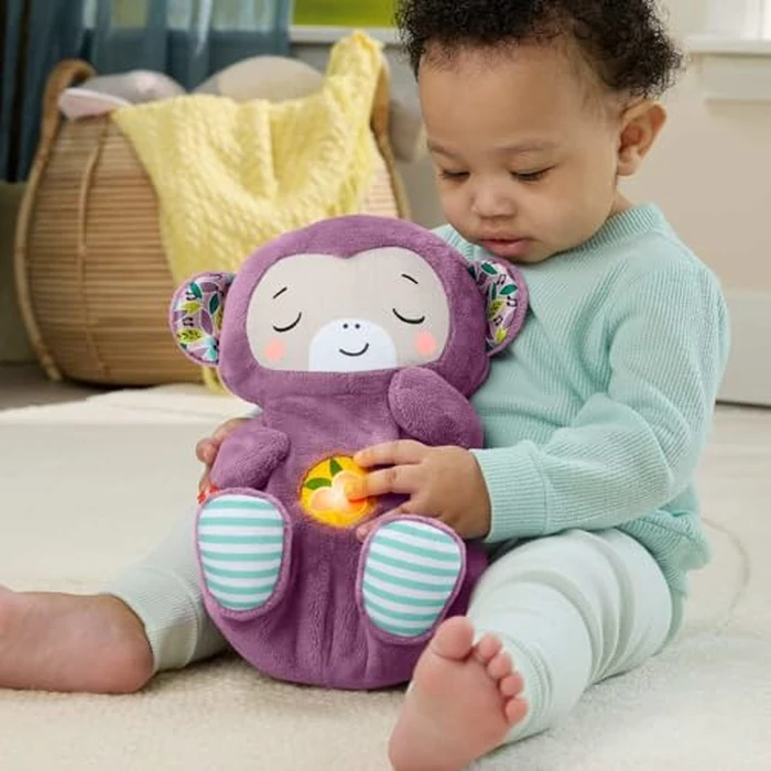 Fisher-Price Baby Toy Soothe ‘n Snuggle Purple Monkey Plush Portable Sound Machine with Breathing Motion & Lights for Newborns Ages 0+ Months by Fisher-Price - Image 8