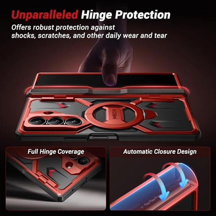 TONGATE 360 degrees Spin Magnetic Stand for Z Fold 7 Case with Privacy Screen Protector, [Compatible with Magsafe] [Anti Spy] [360 degrees Ring Holder] Full-Body Shockproof Case for Samsung Galaxy Z Fold 7, Red by TONGATE - Image 7