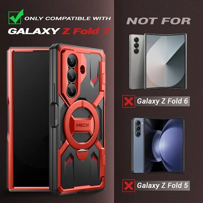 TONGATE 360 degrees Spin Magnetic Stand for Z Fold 7 Case with Privacy Screen Protector, [Compatible with Magsafe] [Anti Spy] [360 degrees Ring Holder] Full-Body Shockproof Case for Samsung Galaxy Z Fold 7, Red by TONGATE - Image 9