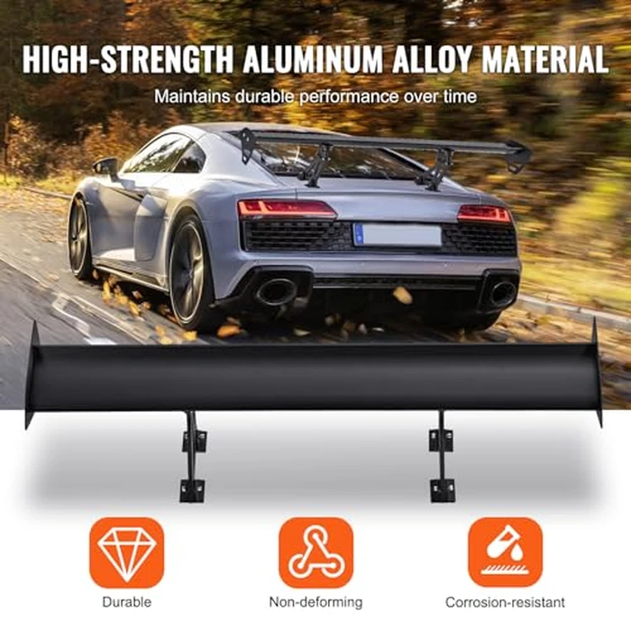 VEVOR GT Wing Car Spoiler, 43.3 inch Universal Spoiler with Single Deck, Adjustable Lightweight Aluminum, Car Rear Spoiler Wing, Racing Spoiler BGW/JDM Drift Black by VEVOR - Image 3