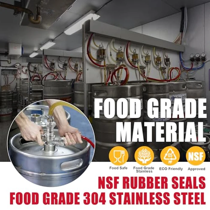 MRbrew All 304 Stainless Steel Keg Coupler, Commercial Sankey Kegerator D System Keg Tap Dispenser for I.D 5/16'' Draft Beer Line Gas Brewing Tubing with Check Valve Sealing Washer Hose Clamp by MRbrew - Image 5