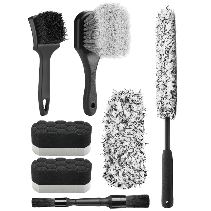 Fantasticlean 7PCS Car Wheel Cleaning Pro Kit, Tire Brush, Soft-bristled Rims Brush, Microfiber Bendable Brush, Double-Ended Detailing Brush, and Detailing Pads, Scratch-Free & Multipurpose by Fantasticlean - Image 1