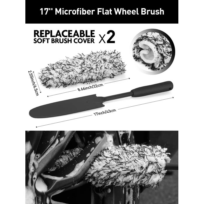 Fantasticlean 7PCS Car Wheel Cleaning Pro Kit, Tire Brush, Soft-bristled Rims Brush, Microfiber Bendable Brush, Double-Ended Detailing Brush, and Detailing Pads, Scratch-Free & Multipurpose by Fantasticlean - Image 2