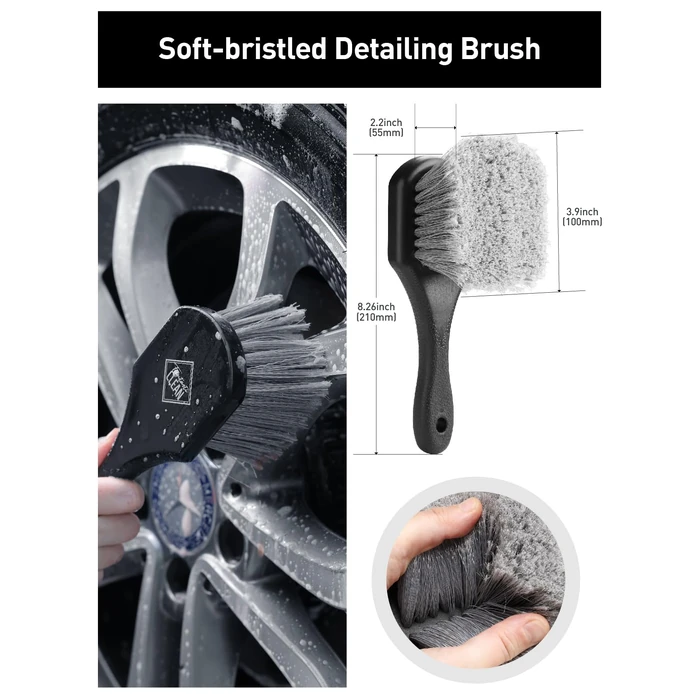 Fantasticlean 7PCS Car Wheel Cleaning Pro Kit, Tire Brush, Soft-bristled Rims Brush, Microfiber Bendable Brush, Double-Ended Detailing Brush, and Detailing Pads, Scratch-Free & Multipurpose by Fantasticlean - Image 3