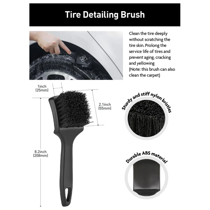 Fantasticlean 7PCS Car Wheel Cleaning Pro Kit, Tire Brush, Soft-bristled Rims Brush, Microfiber Bendable Brush, Double-Ended Detailing Brush, and Detailing Pads, Scratch-Free & Multipurpose by Fantasticlean - Image 4