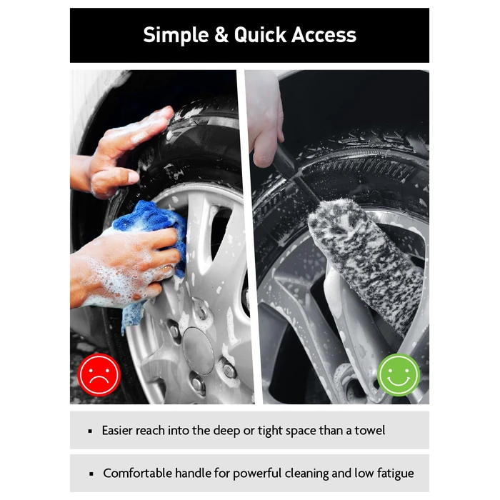 Fantasticlean 7PCS Car Wheel Cleaning Pro Kit, Tire Brush, Soft-bristled Rims Brush, Microfiber Bendable Brush, Double-Ended Detailing Brush, and Detailing Pads, Scratch-Free & Multipurpose by Fantasticlean - Image 9