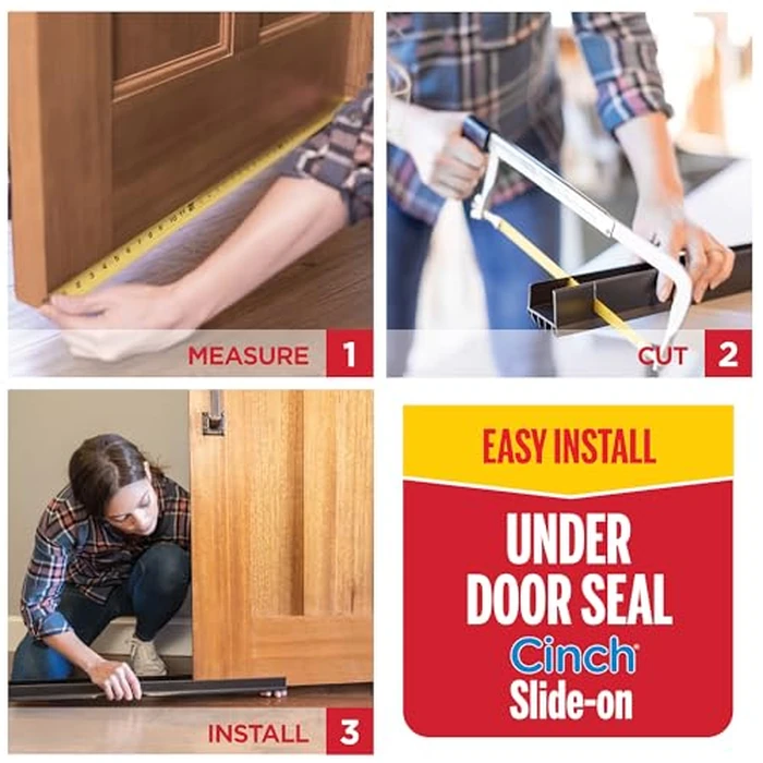 M-D Building Products Vinyl Cinch U-Shape Door Bottom Seal, Slide-On Weatherstripping Draft Stopper, Easy to Install, Fits 36” x 1-3/4” Doors, Fills 3/8”- 3/4” Gaps, 43338, Clear by M-D Building Products - Image 6