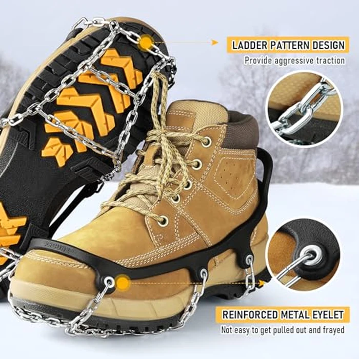Pecube Ice Cleats for Shoes and Boots Winter Traction Cleats Men Women Anti Slip Ice Grips Boot Chains Crampons for Hiking Walking Outdoor on Snow and Ice (Silver, S) by Pecube - Image 4