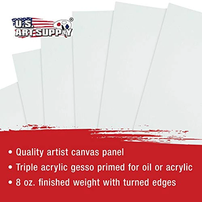 U.S. Art Supply 5 X 7 Inch Art Canvas Board Panels 96 Pack - 8 Ounce Heavyweight Cotton Acid Free Canvases for Painting Acrylics and Watercolor (1 Case of 96 Single Canvas Painting Panels) by U.S. Art Supply - Image 4