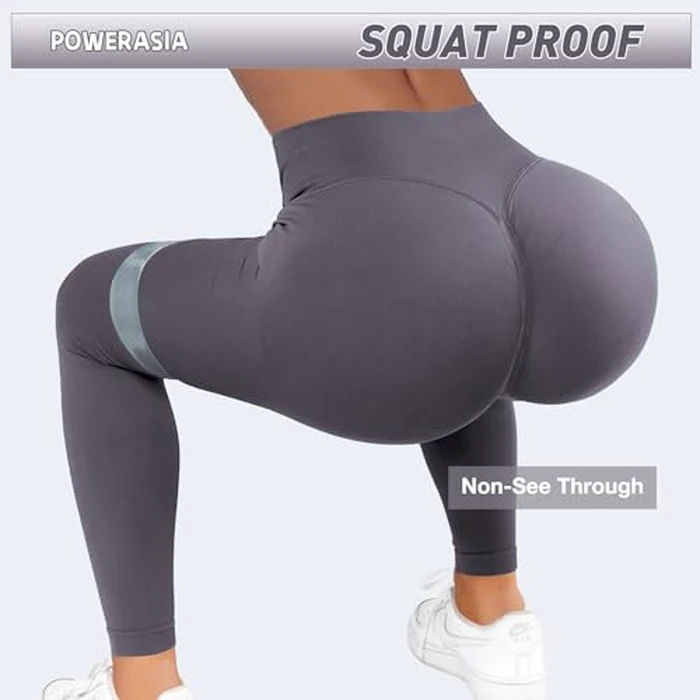 POWERASIA Seamless Impact Leggings Hidden Scrunch Butt Lifting Leggings for Women Booty Workout Tights Mid Low Waist Tummy Control Compression Fitness Gym Womens V Back Yoga Pants by POWERASIA - Image 4