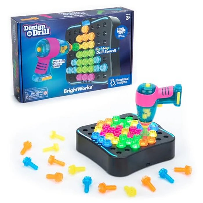Educational Insights Design & Drill Brightworks, STEM Learning with Toy Drill, 53 Pieces, Ages 3+ by Educational Insights - Used - Like New condition - CA$32.50