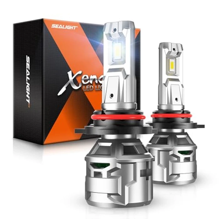 SEALIGHT 9007 HB5 LED Headlight Bulbs, 30000 Lumen 80W 6500K Cool White Head Bulbs Conversion Kits, 7 Years Lifespan X5 Upgrade Temperature Control and Adjustable Light Shape - Pack of 2 by SEALIGHT - Used - Good condition - CA$21.48
