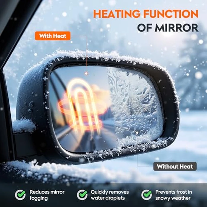 Youxmoto Side Mirror Glass for Dodge Ram 1500 2009-2017; Ram 2500 2010-2018, Driver Left and Passenger Right Side View Mirror Glass Heated, (w/o Towing Package, Not fits Towing Mirrors) by Youxmoto - Image 3