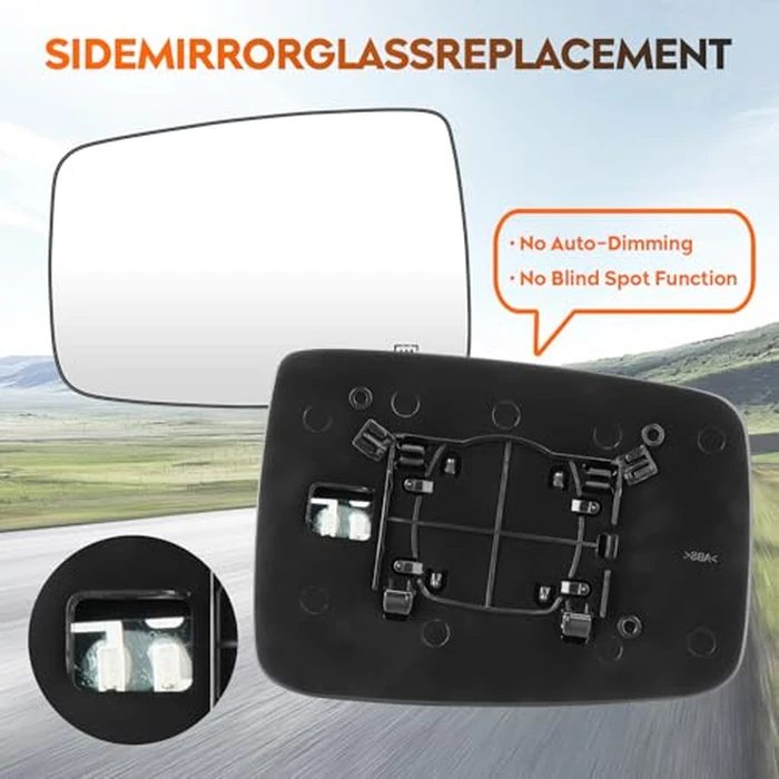 Youxmoto Side Mirror Glass for Dodge Ram 1500 2009-2017; Ram 2500 2010-2018, Driver Left and Passenger Right Side View Mirror Glass Heated, (w/o Towing Package, Not fits Towing Mirrors) by Youxmoto - Image 5