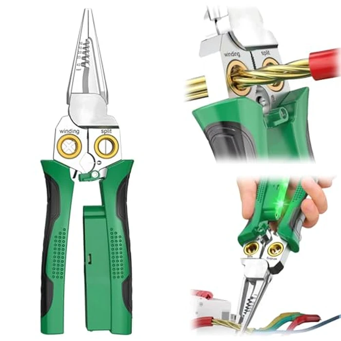 GADO Pro 8-in-1 Wire Stripper/Cutter with Voltage Tester & Dual Alarms - Heavy Duty 12-250V AC/DC Electrical Tester for Hot/Neutral Wires - Electrician, HVAC, Car Repair Tool (Green) by GADO - Image 1
